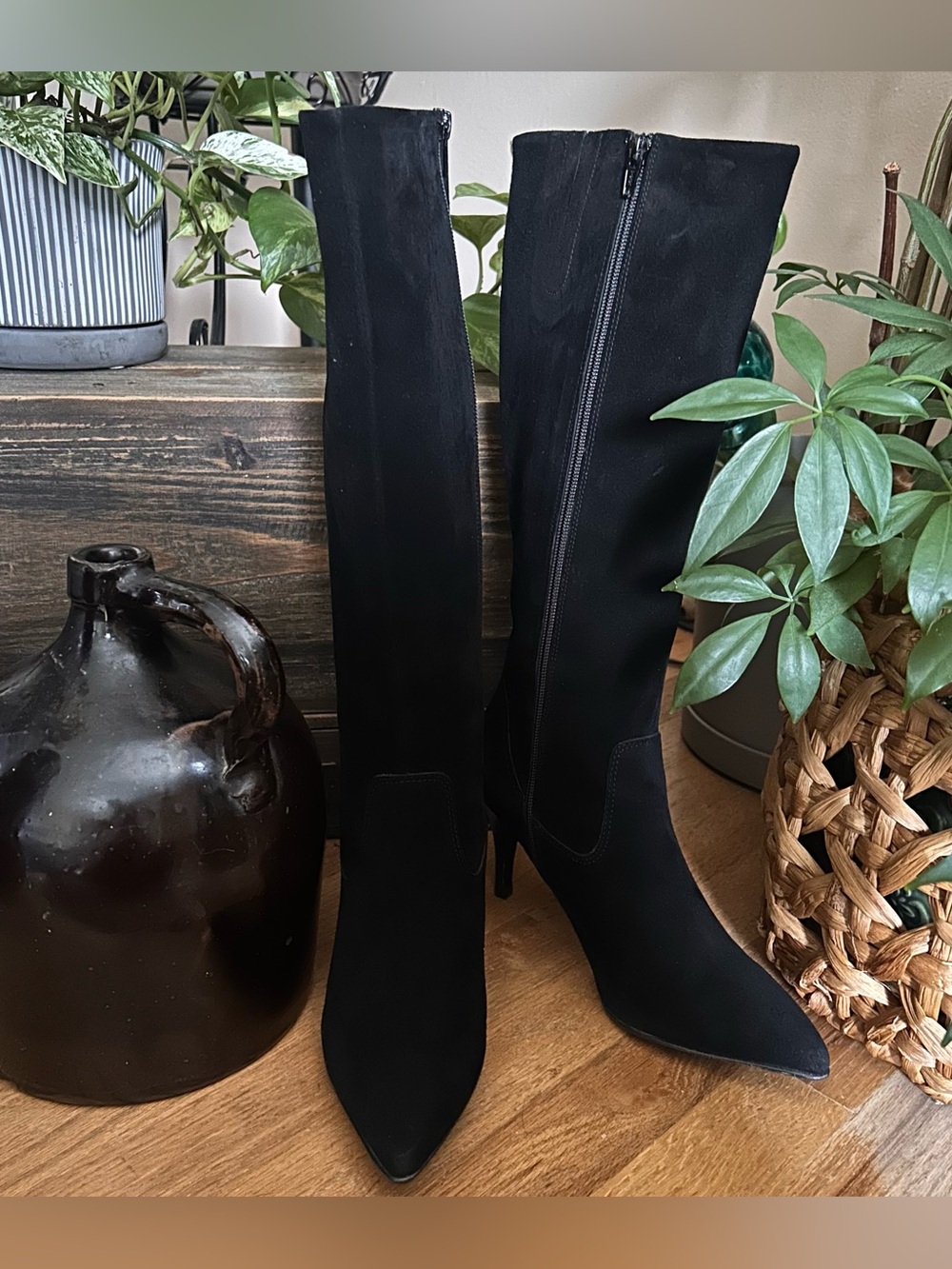 Antonio de Falia Black Suede Knee-High Boots